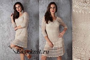 Вязаное платье с ажурными узорами