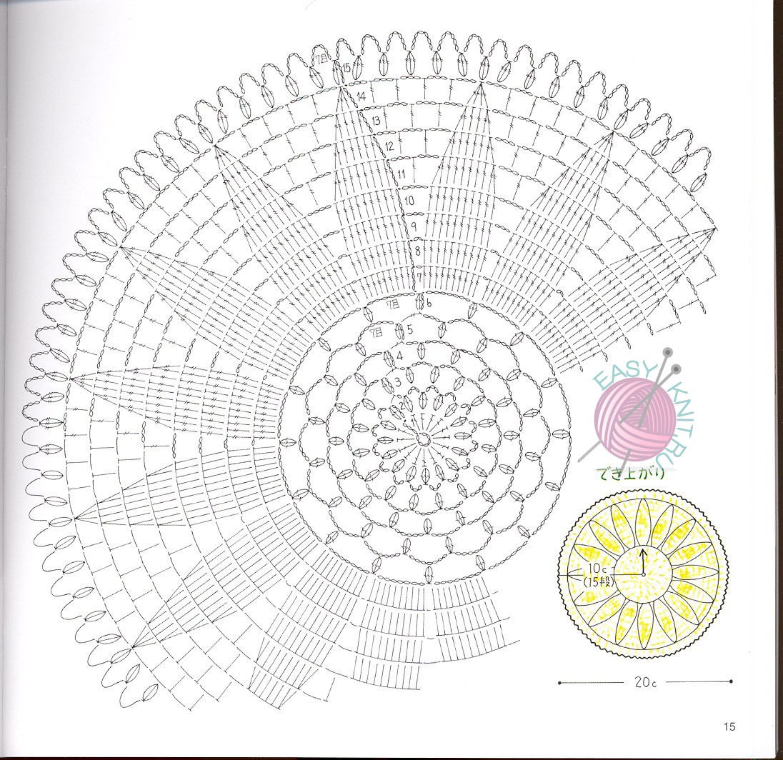 Схема крючком салфетки круглые