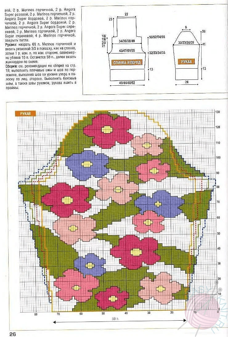 Интарсия схемы вязания спицами