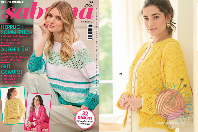 Обзор журнала по вязанию Sabrina 04/2026: модные летние модели, ажурные узоры и трендовые цвета